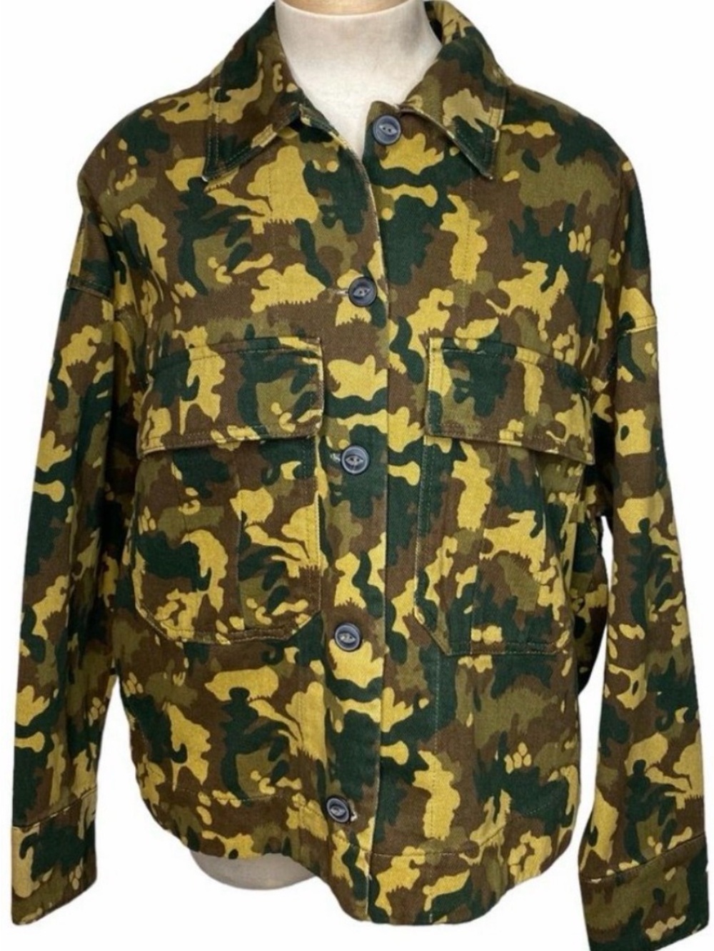 Zara Camouflage Field Jacket - Green, Brown, Yellow